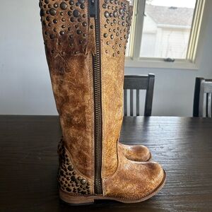 Corral Brown Studded Combat Boots